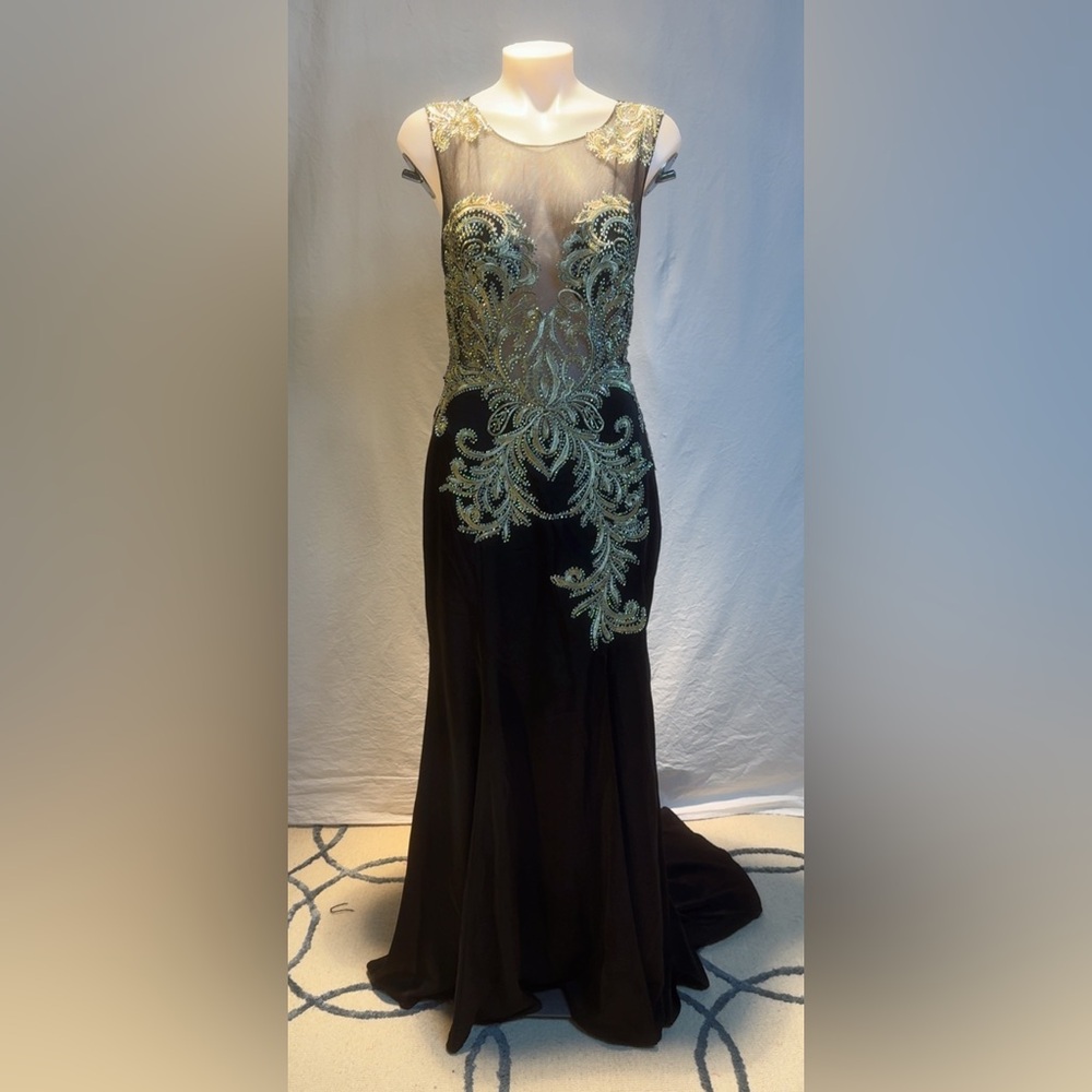 Camille La Vie Black and Gold Maxi Dress